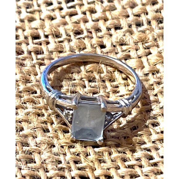 14k Jewelry - 14k white Gold Aquamarine and Diamond Ring Signed Stunning Gift! Please Read